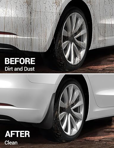 Miniatura 3 de BASENOR 2017-2023 Tesla Model 3 solapas de barro protectores contra salpicaduras guardabarros (diseño patentado) sin perforación sin cinta