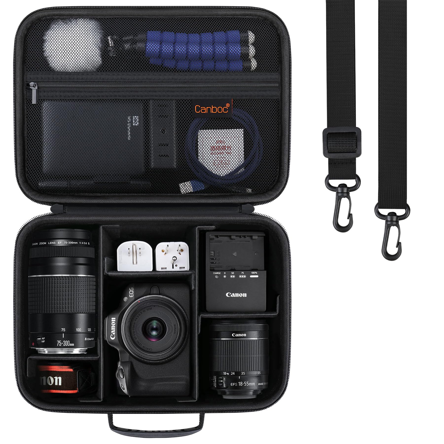 Canboc Carrying Case for Canon EOS Rebel T7/ R50/ R50 V/ R6 Mark II/ R100/ R8/ R7/ R5/ 90D/ Sony Alpha DSLR Camera and 18-55mm Lens, Camera Bag with 5