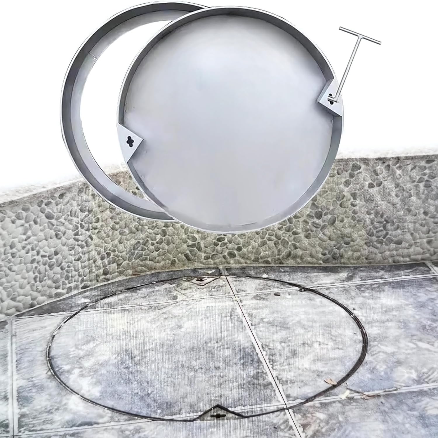 LMC Light Duty Stainless Steel Circular Manhole Cover 18x5 Inch Invisible Recessed Chamber Lid with Frame, Matt Finish for Courtyards & Pathways-picture-16