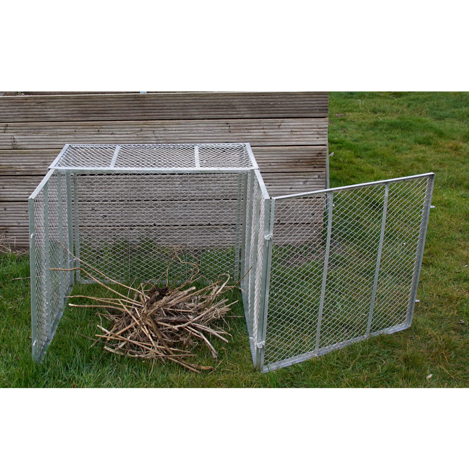 Komposter mit Deckel Metallkomposter 80x80x70cm Streckmetall feuerverzinkt Gartenkomposter mit Stecksystem Kompostbehälter 448L Metall Komposter Garten