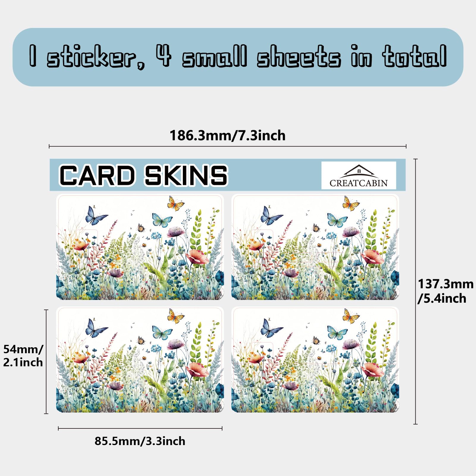 4-Pack Butterfly Credit Card Skin Stickers – Waterproof, Removable, Matte Finish, Fits Debit & Transport Cards - View #2