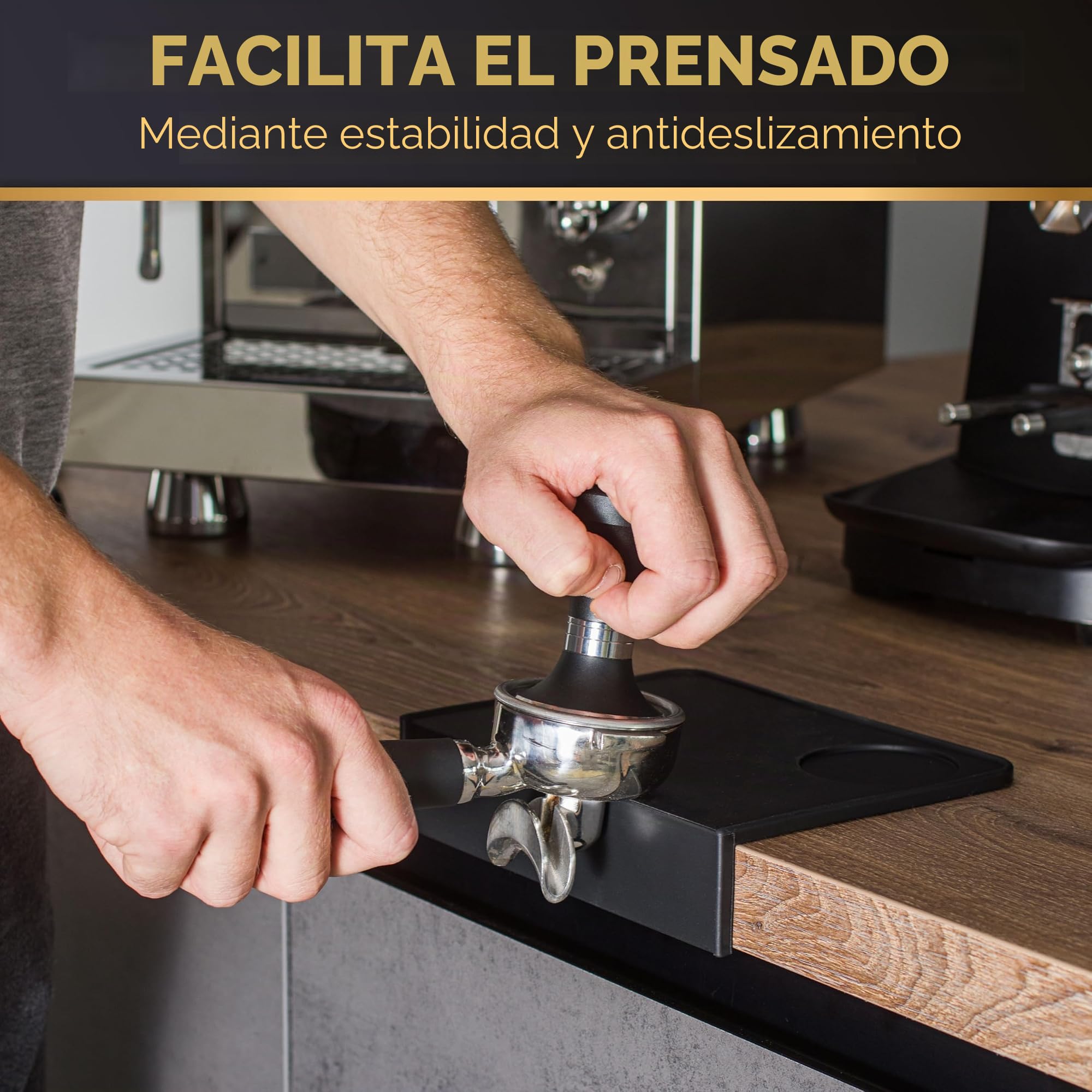 Barista Legends® Tamper de 58,5 mm – Prensador de espresso premium de acero inoxidable con mango de madera – Base anti_vacío para un disco uniforme sin canalizar – Accesorio perfecto para los amantes