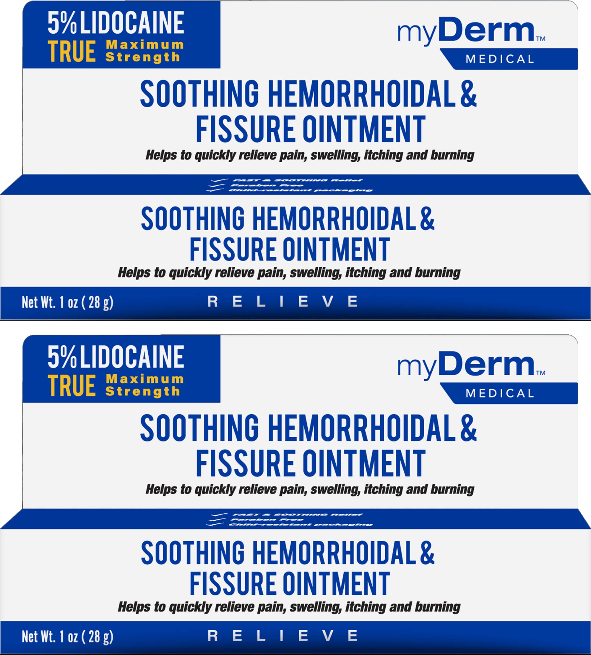 Buy Myderm Medical 5 Lidocaine Hemorrhoidal Ointment, 2 Tubes (1oz