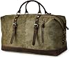 Oversized Canvas Genuine Leather Trim Travel Tote Duffel Shoulder Weekend Bag Weekender Overnight Carryon Handbag