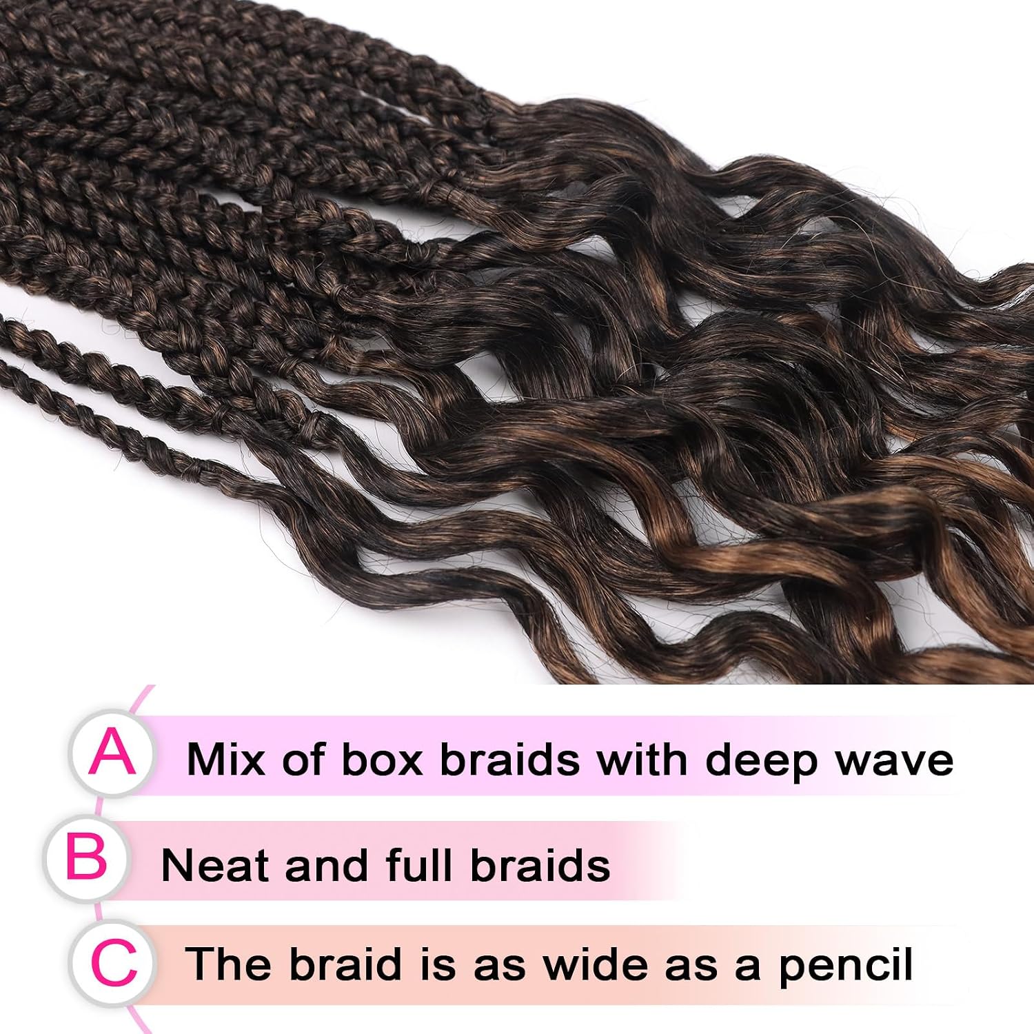 7 Packs Box Braids Crochet Hair for Black Women 24 Inch Crochet Goddess Box Braid Long Micro Crotchet Braids Pre Looped Braided and Loose Ends (T27)