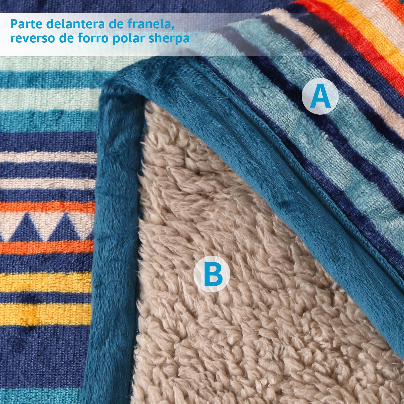 Qucover Manta de Matrimonio de Forro Polar Multicolor Estilo Boho, Cálida Manta de Sherpa, Mantas de Cama 150 Cara de Franela y Sherpa, Mantas para Sofá, Manta Polar 220x240 cm