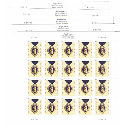 USPS Purple Heart Forever Stamps - 100 Stamps (5 Sheets of 20)