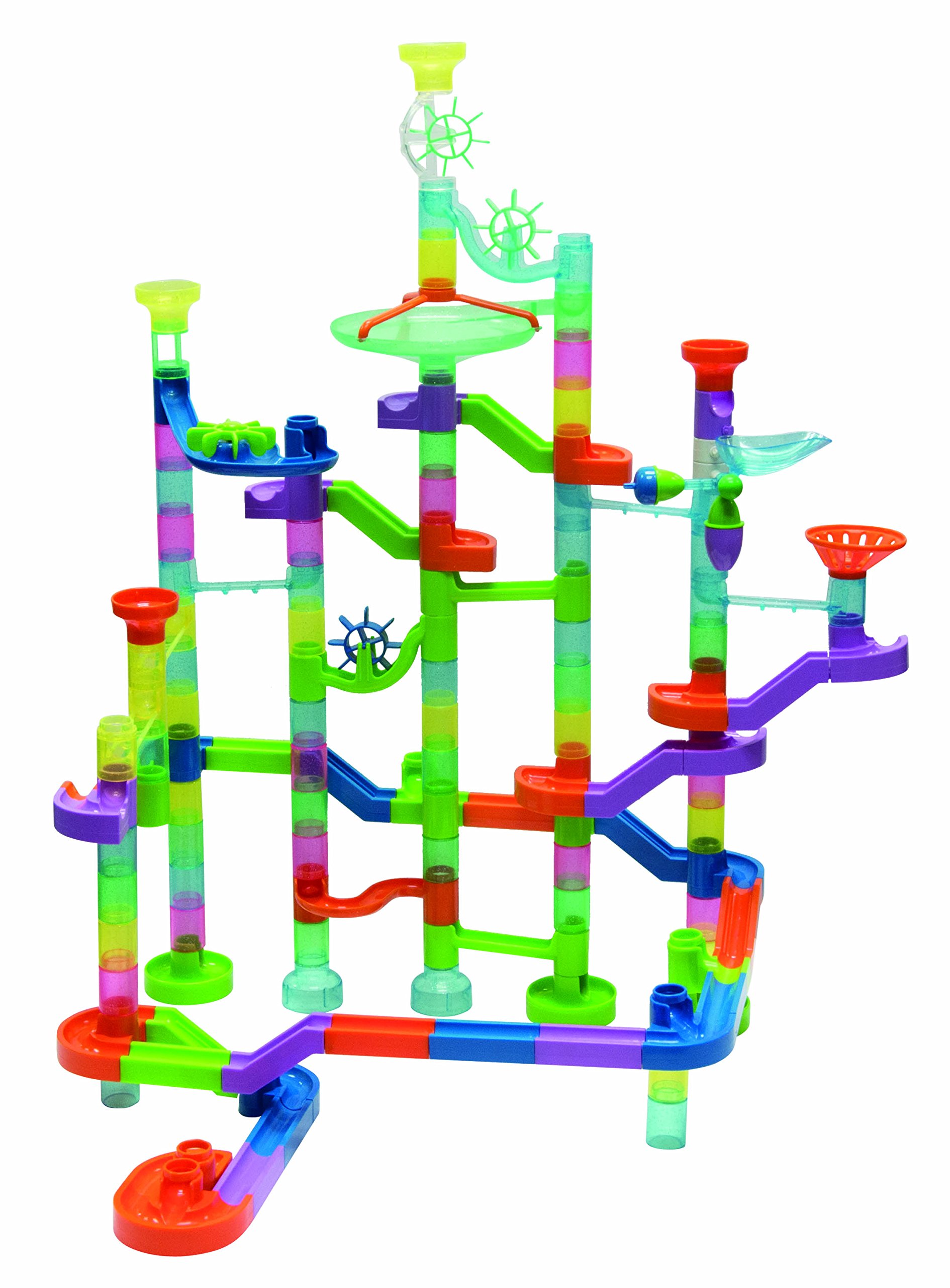 Edushape Marbulous Neon Translucent Marble Run 84 Piece Set + 50 Marbles