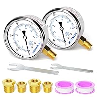 Vista 38 de MEANLIN MEASURE - Manómetro electromecánico de acero inoxidable, relleno de líquido, esfera con cara de 2.5 pulgadas, NPT de 1/4 de pulgada, agua