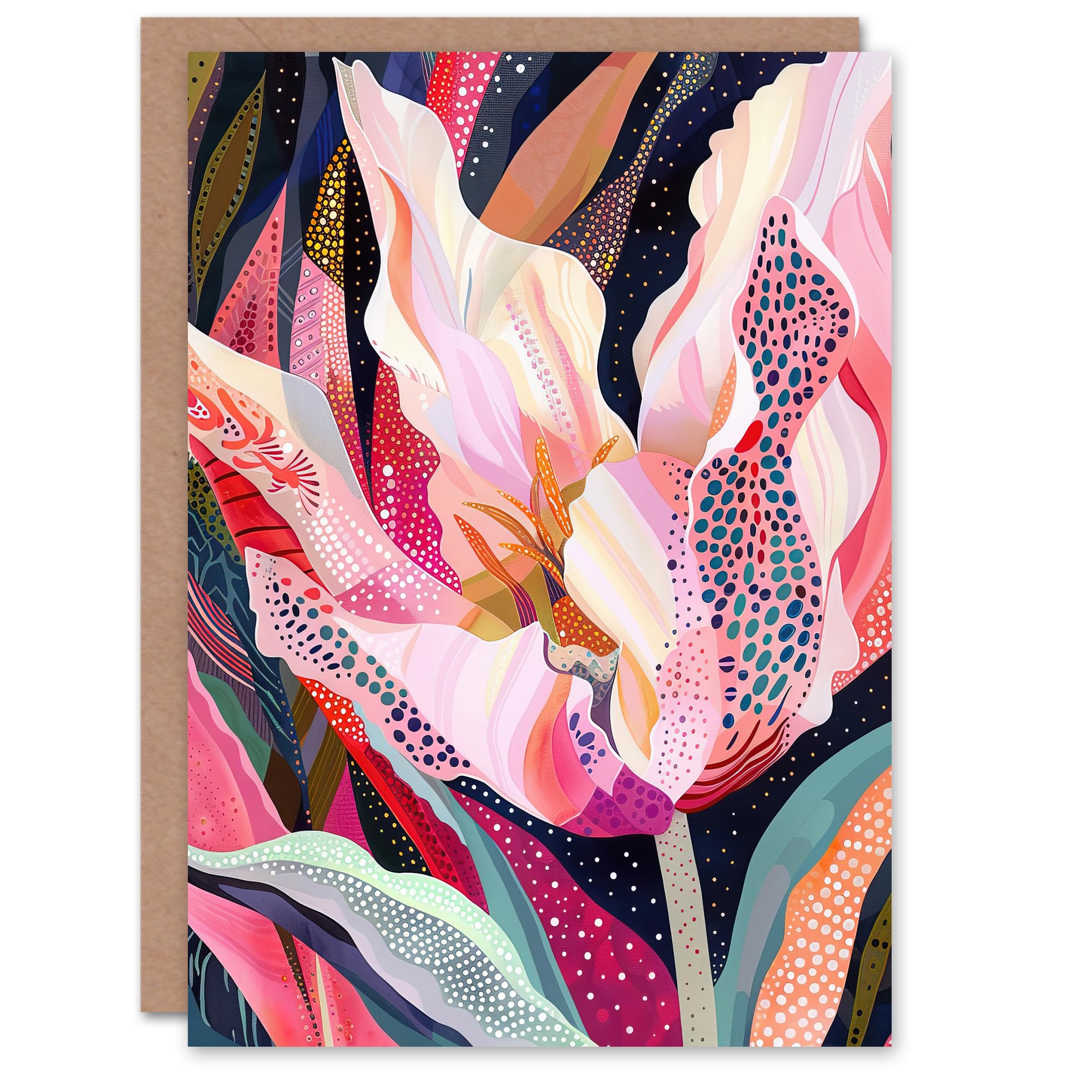 Artery8 Greeting Card Dutch Tulip Mania Colourful Flower Folk Patterns For Her Woman Birthday Card