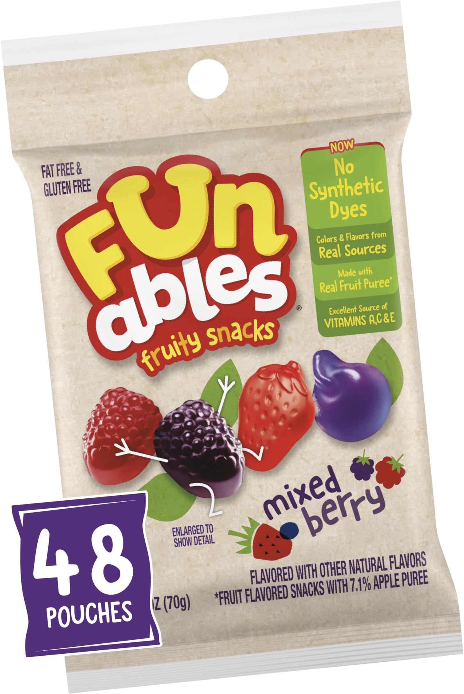 Fruit Snacks, Mixed Berry Snacks, 2.5 Ounce Pouches (Pack of 48)