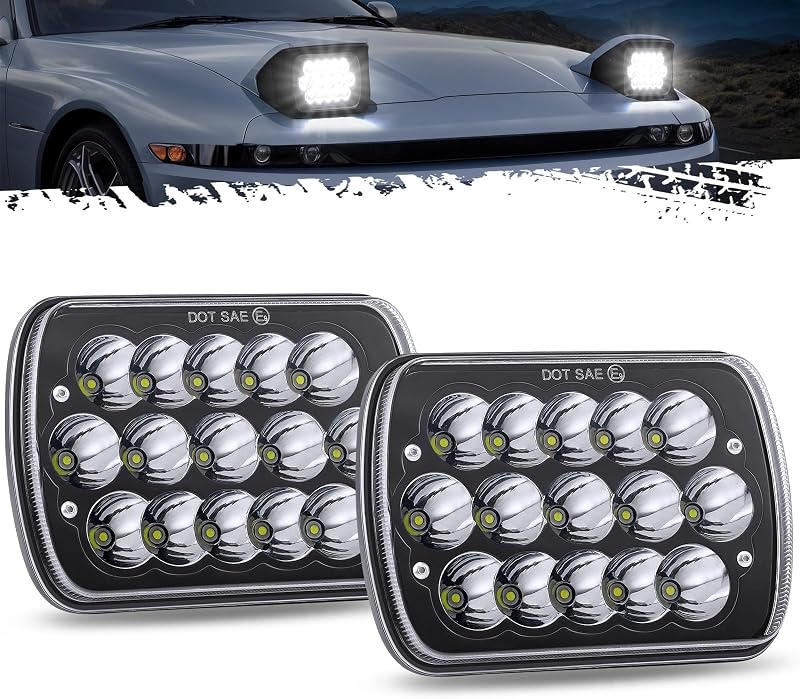 Farol de LED Partsam H6054 7x6 com luz alta e baixa e DRL azul – Par