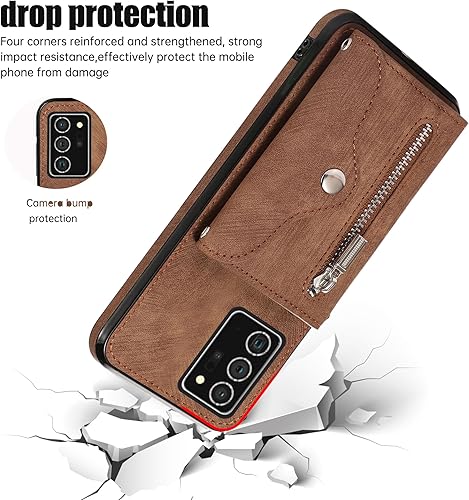 Miniatura 7 de Funda para teléfono Samsung Galaxy Note 20 Ultra 5G con protector de pantalla, correa cruzada para muñeca, cordón para tarjetas de crédito Note20