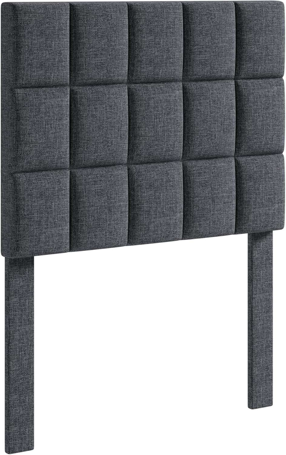 Square Tufted Linen Headboard Only, Upholstered Fabric Headboard Twin Size, Durable and Sturdy Solid Wood Bed Headboard, Adjustable Height 44"-52", Grey