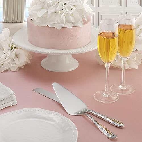 Miniatura 3 de Hudson Essentials Bergamo - Juego de cuchillos y servidores de pastel de boda de acero inoxidable 18/10 martillados, perfecto para bodas,