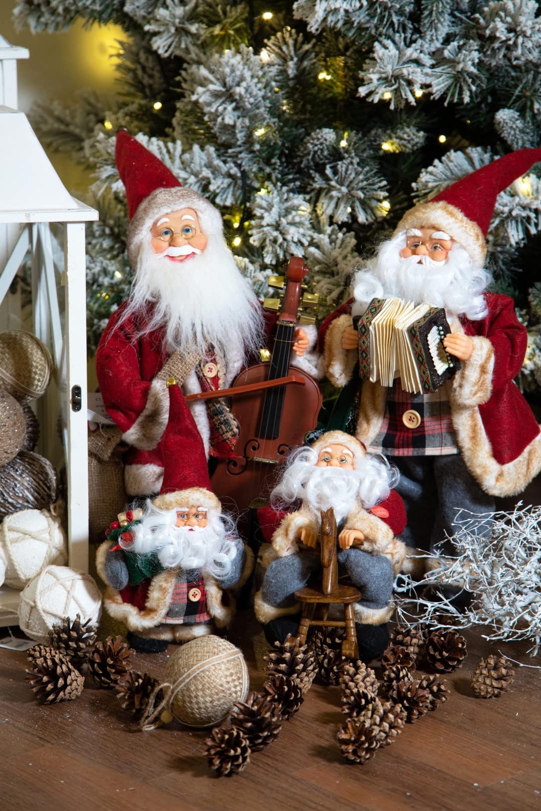 Magie di Natale Babbo Natale che si muove movimento con musica, barba folta e bianca, vestito e cappello (Contrabbasso, 46 cm)