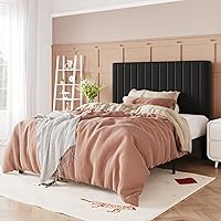 Vista 1 de Allewie Base de cama individual, plataforma tapizada de terciopelo con cabecera capitoné de canal vertical ajustable, base de colchón con listones