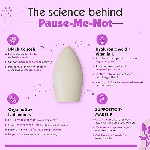 Miniatura 3 de Pure Woman Pause-Me-Not - Supositorios para menopausia, suministro para 10 días de supositorios vaginales de cuidado femenino, alivio de la