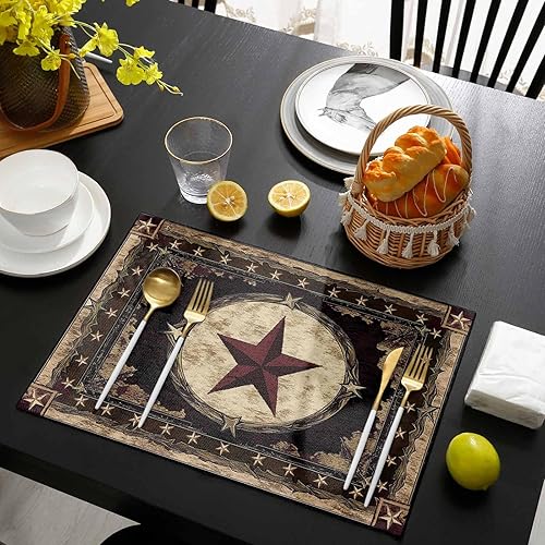 Miniatura 9 de Western Texas - Juego de 6 manteles individuales para mesa de comedor, rústicos vintage para cocinacomedor, antideslizantes, duraderos, lavables,