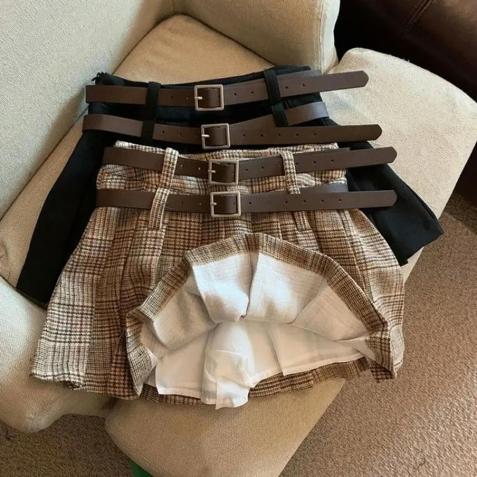 Gonna Lunga Donna Mini Gonne A Quadri per Cintura Vintage Streetwear A Pieghe con Pieghe in Piena Piena in Piena