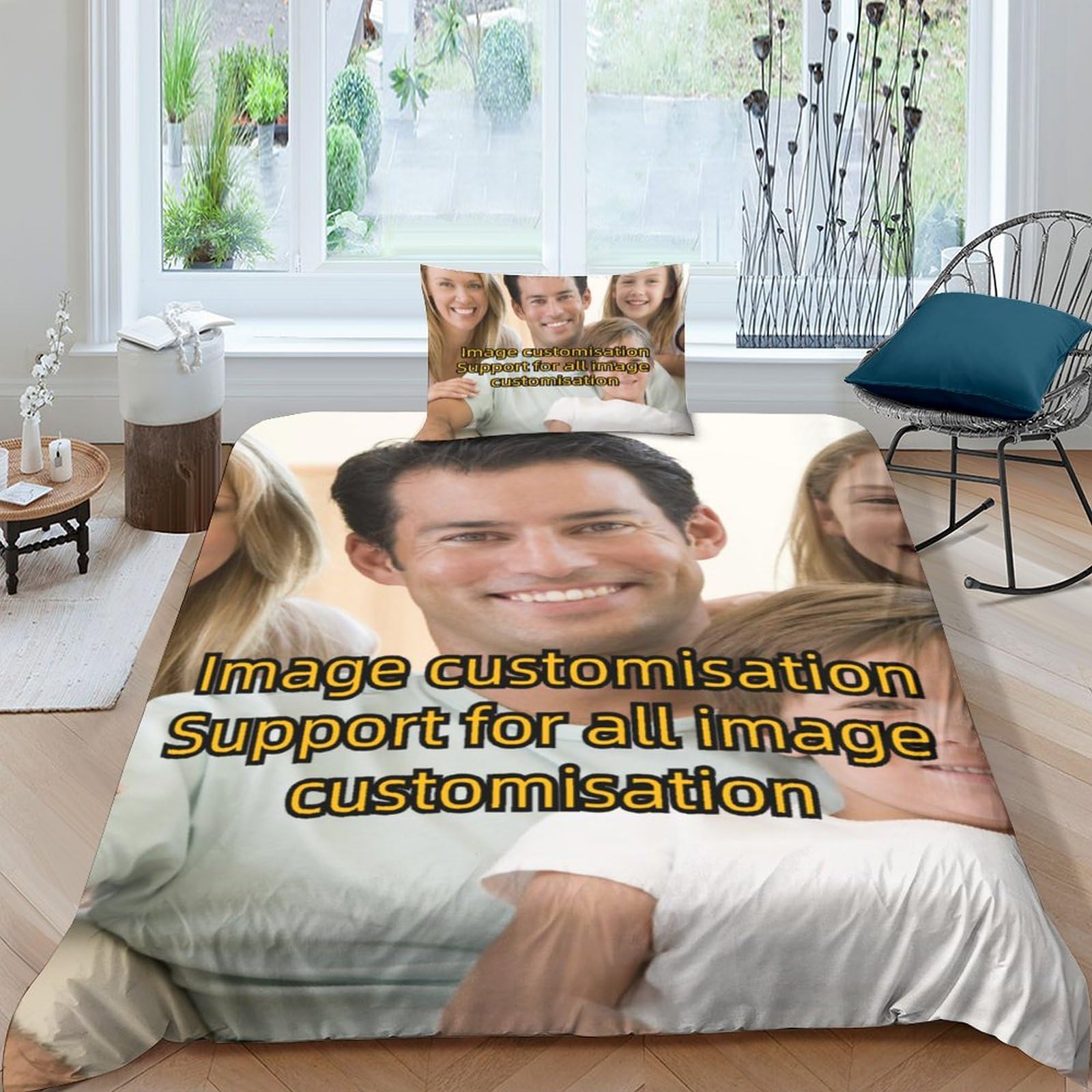 Parure de lit personnalisée en microfibre avec 2 taies d'oreiller
