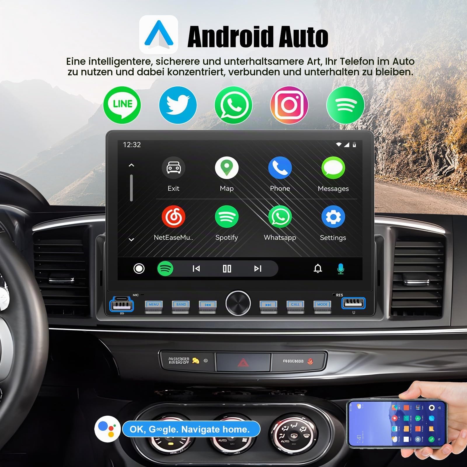 CAMECHO Autoradio 1 Din Wireless Carplay Android Auto Bluetooth Radio 7 Zoll mit Rückfahrkamera, IPS Touchscreen HD Bildschirm mit Mirror Link Lenkradsteuerung +2USB Anschlüsse