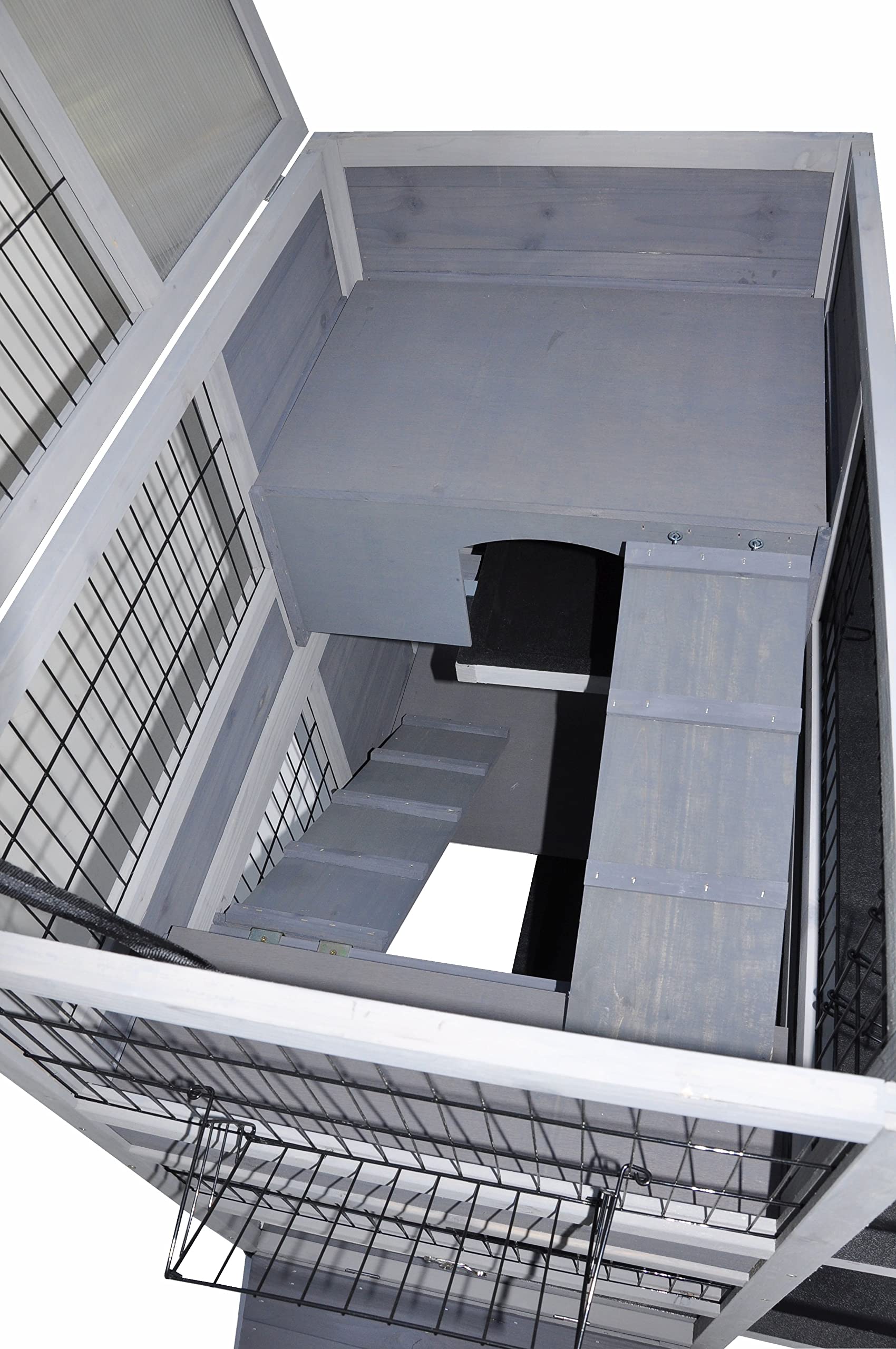Kleintierstall Meerschweinchen Hamster Stall Hasenstall Indoor 90x53x95 cm – mit Zwei Schubladen, 2 Seitentüren, Höhle und praktischen Rollfüßen - grau