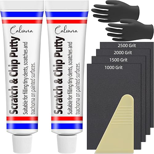 (2-Pack 20g Car Body Filler Repair, Automotive Putty Scratch Filler, Quick-Drying Formula for Minor Touch-ups, Ideal for Car Paint Scratch Removal and Rust, with 4pack Sand Paper Repair Tools