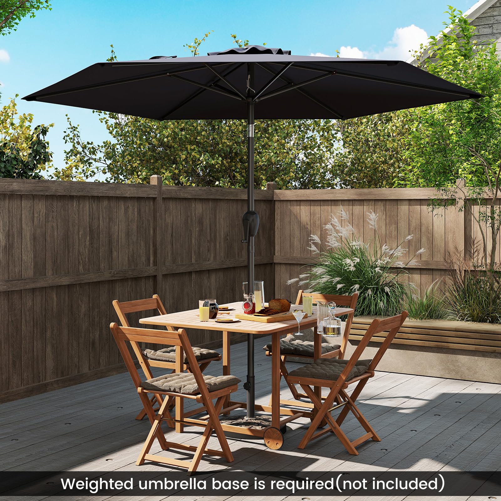 Tangkula 7.5ft Patio Umbrella, Heavy Duty Outdoor Umbrella with Push Button Tilt, Crank Handle, Vented Canopy for Backyard, Garden, Beach, Poolside (Black) : Patio, Lawn & Garden