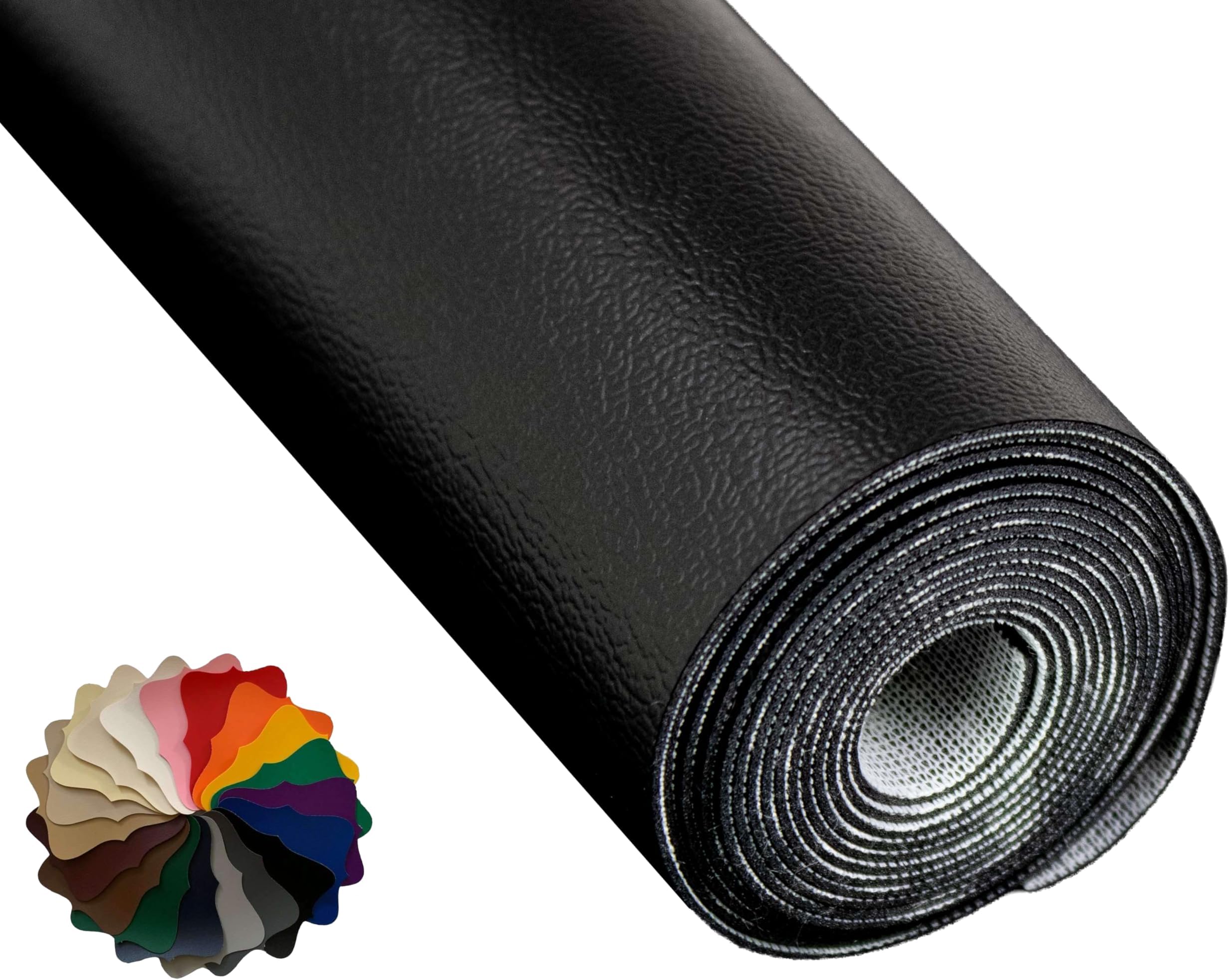 Black Marine Vinyl Fabric: Black 5 Yards (15' x 54") Upholstery Faux Leather: Waterproof, UV-Resistant, Boats, Indoor/Outdoor Seats, Automotive, Soft Pleather DIY Crafting