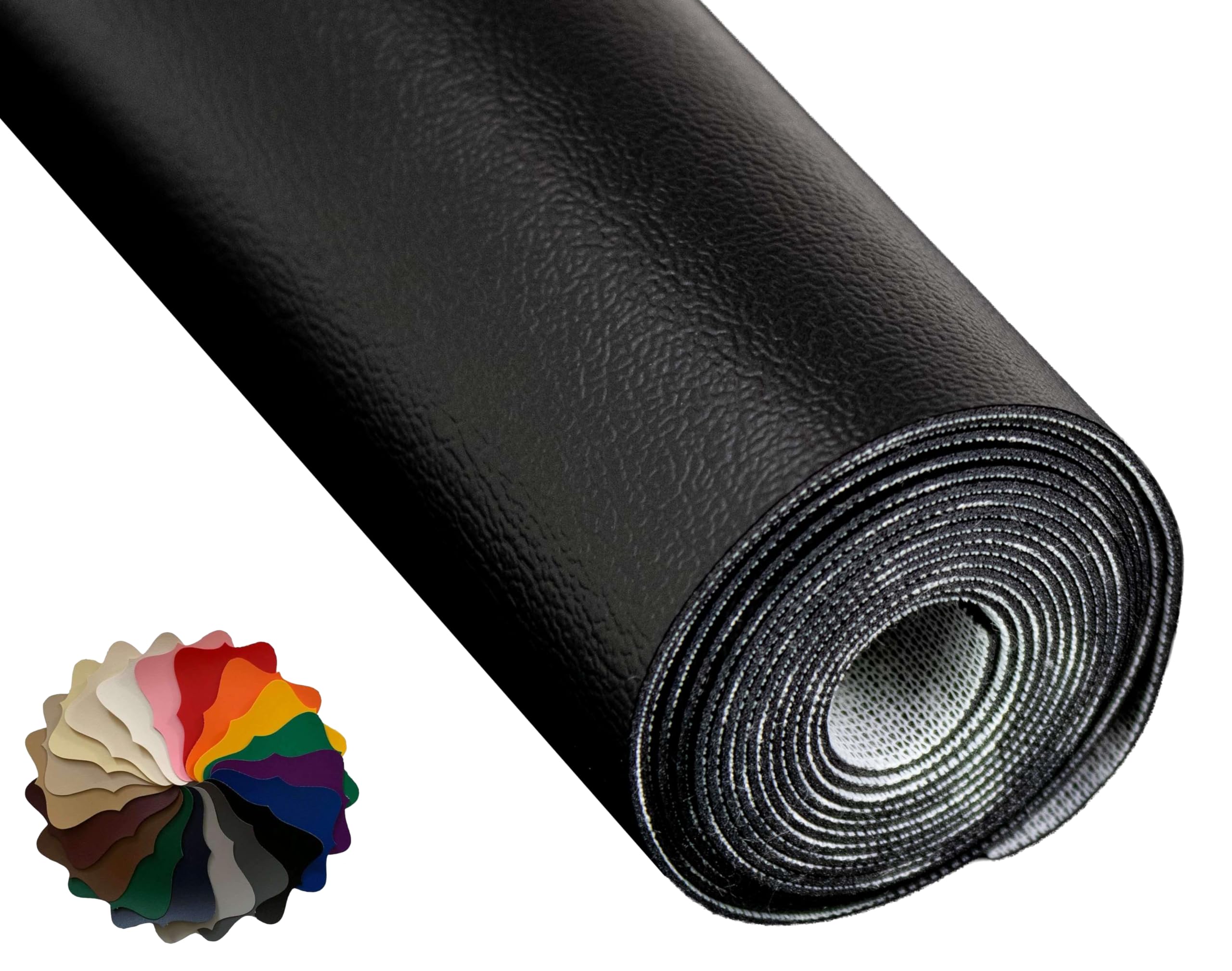 Black Marine Vinyl Fabric: Black 5 Yards (15 Feet x 54") Upholstery Faux Leather: Waterproof, UV-Resistant, Boats, Indoor/Outdoor Seats, Automotive, Soft Pleather DIY Crafting