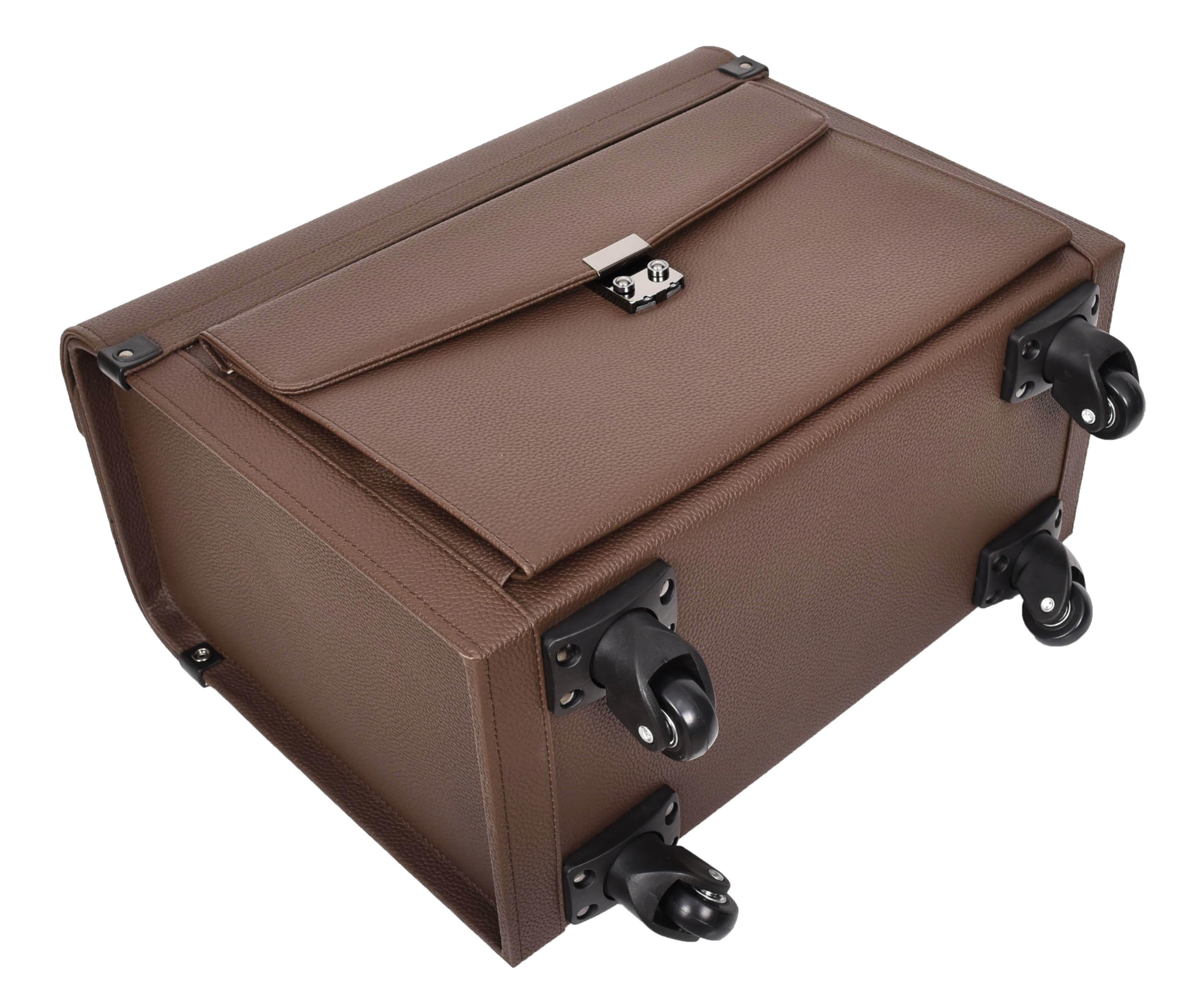 House of Leather Commander Pilot Case, Pilotenkoffer, Gepäck - Handgepäck, Braun, 4-Räder, Kunstleder, leicht, Carry-on, Kabinentasche