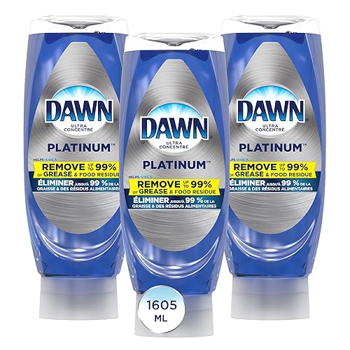 Dawn Platinum EZ-Squeeze Dish Soap Liquid, Dishwashing Liquid, Grease Removal, Upside Down Bottle, Fresh Rain, 3x535 mL, 3ct Bundle - 1.61 l (Pack of 1)