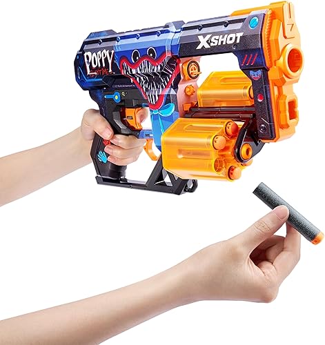 Miniatura 4 de XSHOT Skins Dread Poppy Playtime - Jumpscare (12 dardos) por ZURU, embalaje sin frustraciones, fácil recarga, tecnología de dardos de bolsillo de