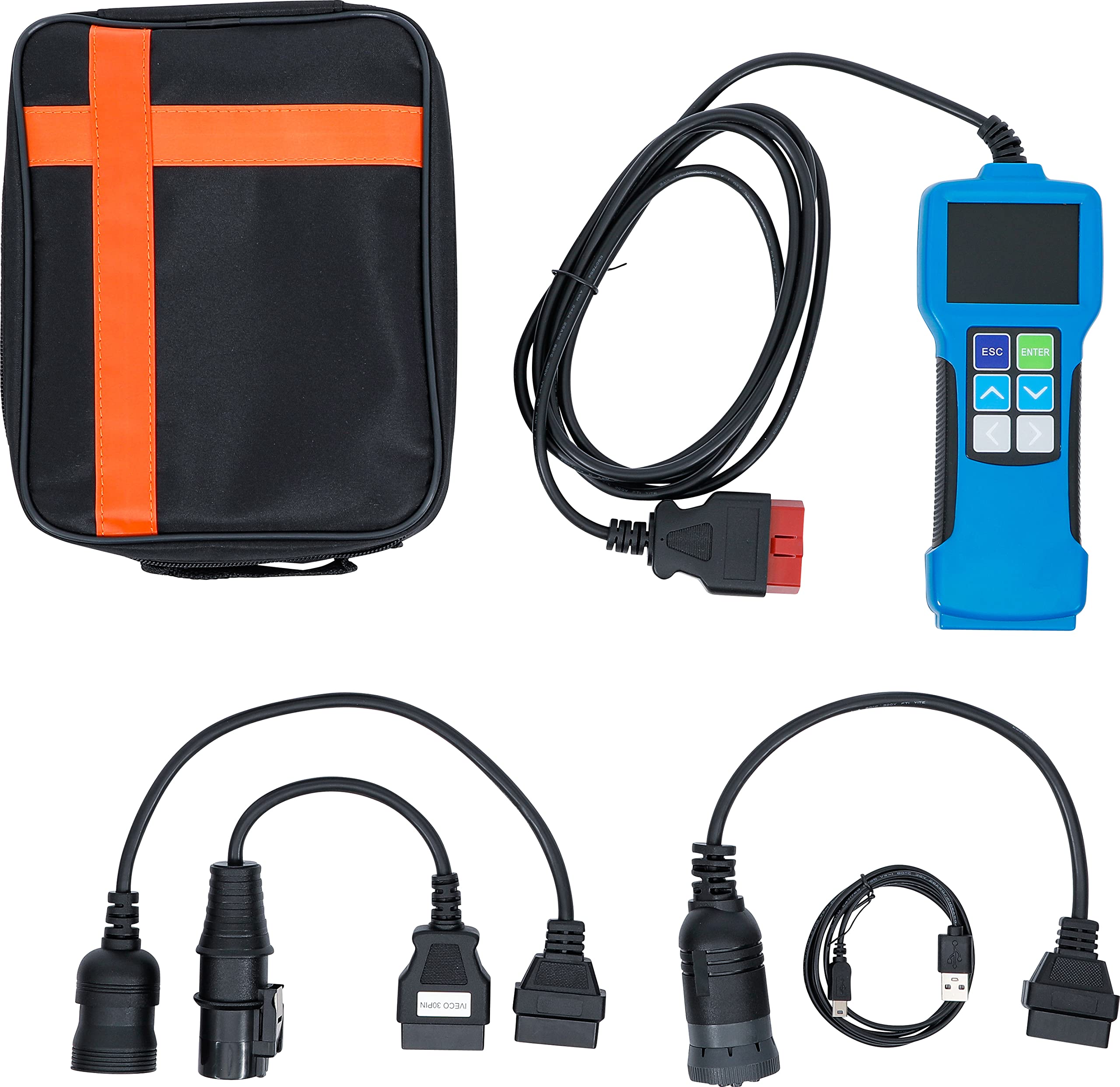 BGS 74273 | OBD 2 (EOBD) Dispositivo de diagnóstico de Fallos | para Camiones | J1587, J1708, J1939 | Adaptador DLC de 6, 9, 30 pines, 8 - 32 V, 71 mm TFT-LCD, actualizable