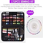 High-end Multifunctional Household Sewing Machine Adjustable 2-Speed 12 Stitches Foot Pedal LED Light with 172pcs Sewing Kit with Accessories Storage Leather Case for Beginners DIY Hand-made