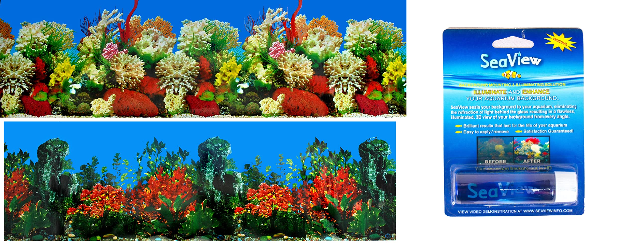 Taiyo Pluss Discovery® Aquarium Double Side Background Poster Decoration Wallpaper Sticker, Suitable for 1 1/4 feet Tank Height (1 Meter) (15 INCH HEIGHT POSTER) & Seaview Aquarium Poster Glue and Illuminating Solution for Aquariums (30ML) (B09SPN5PPD) Amazon Price History, Amazon Price Tracker