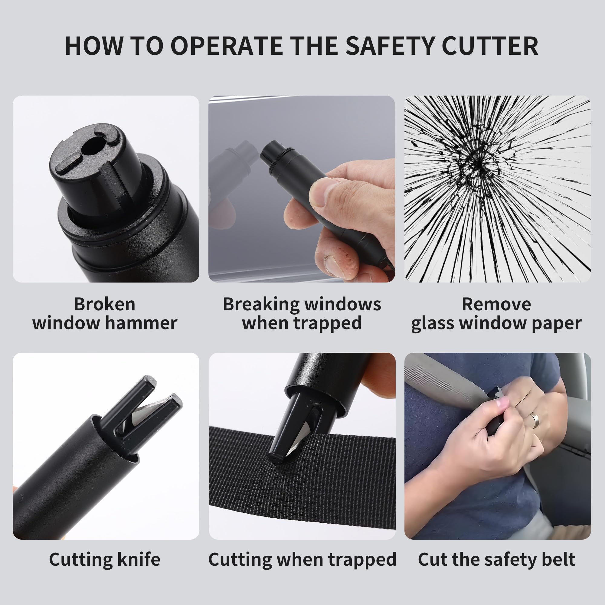 Brise Vitre Coupe Ceinture, Marteau De Sécurité Pour Voiture, 2 En 1 Coupe Ceinture Brise Vitr Outil De Secours Durgence Essentiel Pour Les Voitures Et Les Bus Noir Rouge 92025281