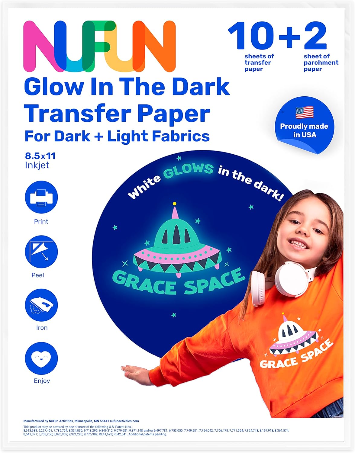 NuFun Activities Printable Ironon Glow Dark Heat Transfer