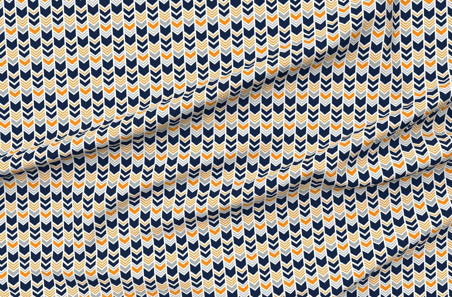Spoonflower Fabric - Great Outdoors Chevron Navy Grey Orange Navy Arrows Boy Woodland Printed on Petal Signature Cotton Fabric Fat Quarter - Sewing Quilting Apparel Crafts Decor