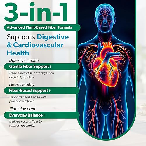 Miniatura 2 de Suplemento de mezcla de fibra natural, promueve la salud digestiva, el equilibrio del colesterol, el bienestar cardiovascular, cáscara de psyllium,