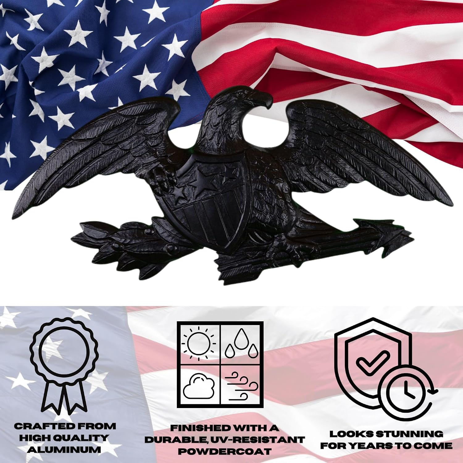 Montague Metal Products Deluxe Wall Eagle, 23-Inch, Black