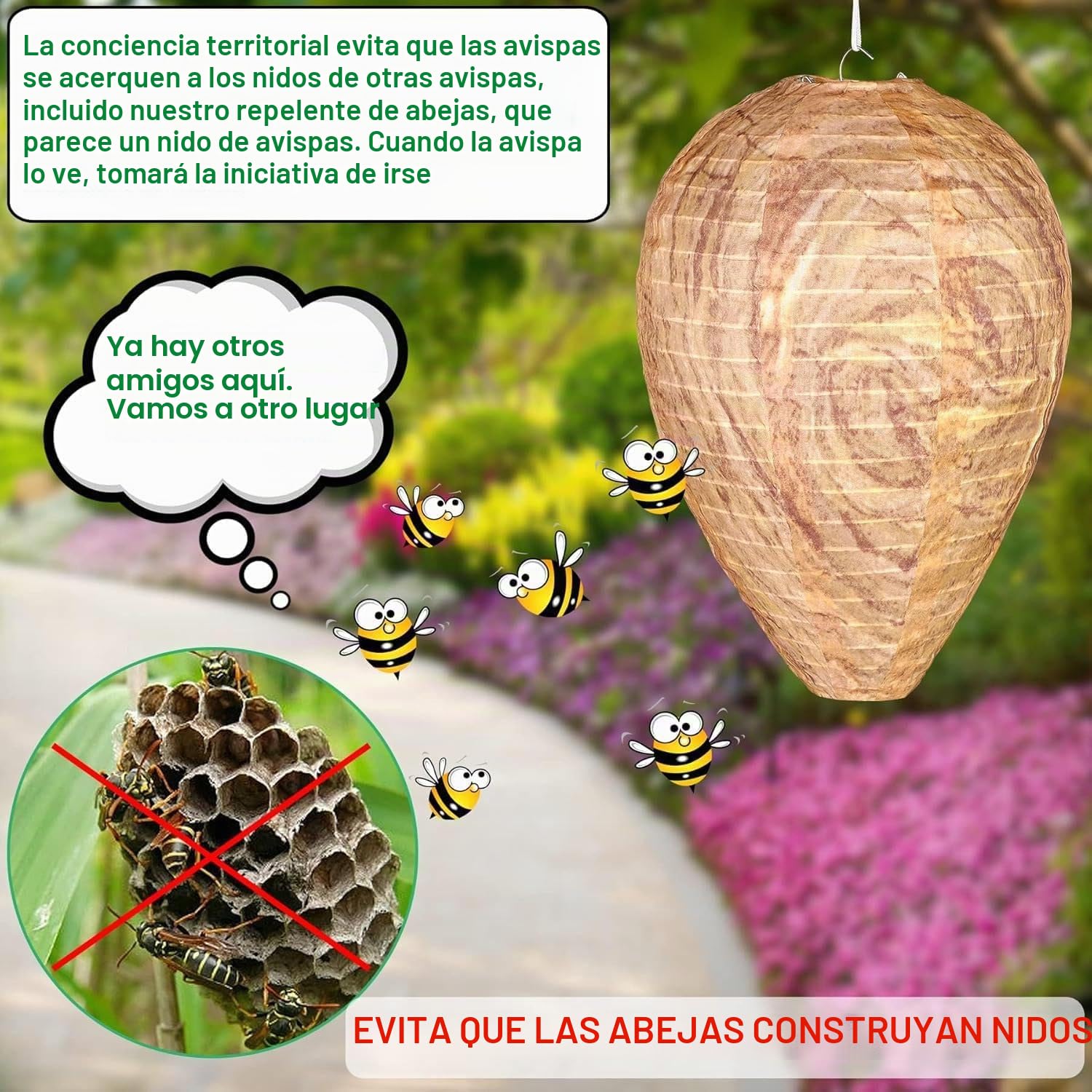5 Piezas de Nido de Avispa Artificial, Nido de Avispas de Suspensión, Preventivo Contra Avispas, Colmena Artificial, Casas y Jardines Para Defenderse de Las Avispas.