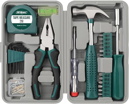 Hi-Spec 25 Piece Tool Set, Home Use, DIY Tools, Home Tool Set, Mini, Work Tool Set, Includes Hammer and Screwdriver, Perfect for Car and Motorcycle Repair, Convenient Tool Box for Beginners, Basic