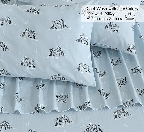 Vista 202 de RUVANTI Sábanas de franela 100% algodón King 4 piezas Celestial Stag Ciervo celestial