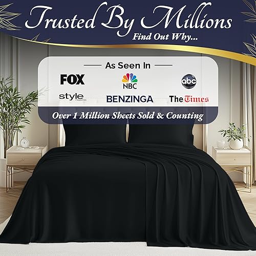 Miniatura 6 de DECOLURE 100% viscosa orgánica derivada de sábanas de bambú, tamaño King, 4 piezas, ultra suaves y lujosamente refrescantes, bolsillo profundo de 17