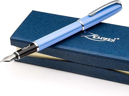 Vista 36 de ZenZoi Pluma estilográfica amarilla – Hermoso bolígrafo para mujeres, hombres. Punta fina Schmidt de escritura suave. Juego de regalo de pluma