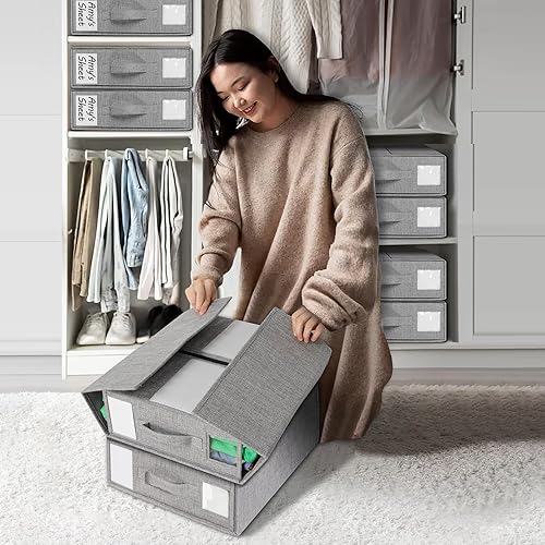 Miniatura 6 de BUFOR Organizador de sábanas para armario de lino, organizadores y almacenamiento plegables de sábanas (tamaño Queen y King) caja de almacenamiento