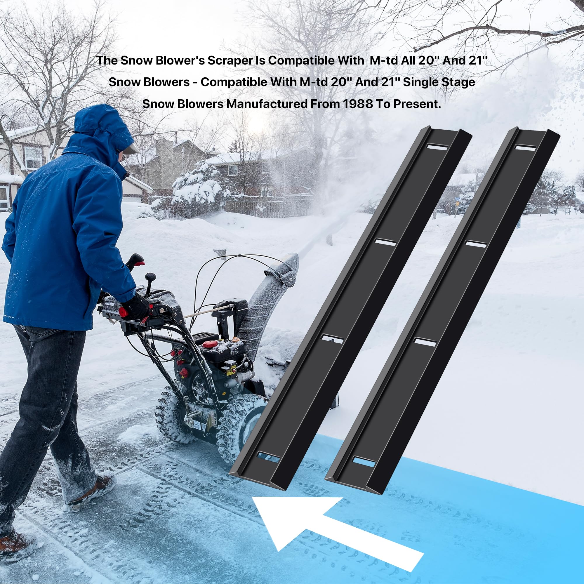 Barra raspadora para soplador de nieve 731-1033 compatible con MTD Snow Blower Scraper Bar 706-14240,731-0722,731-0778,731-0812
