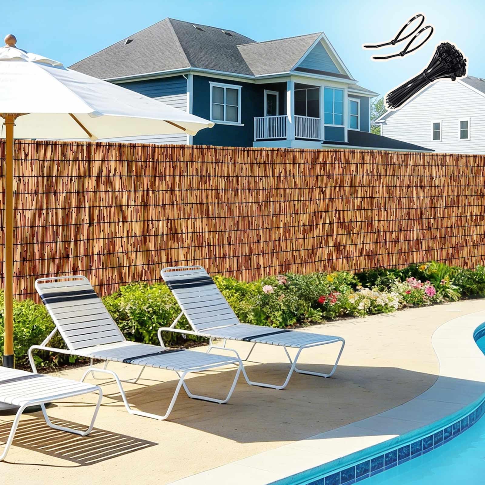 Natural Bamboo Fence Screening Roll 2ft 3ft 4ft 5ft 6ft High Privacy Screen Bamboo Wall Panel Garden Fencing for Yard Garden Patio Balcony Decorative Fences Privacy Wall Outdoor(Carbonized)